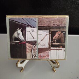 CONGRESS PLAYING CARDS CEL U TONE FINISH 2 DECKS VELVET BOX COUNTRY BARN HORSES